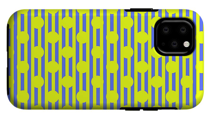 Blue Yellow Stripes and Dots - Phone Case
