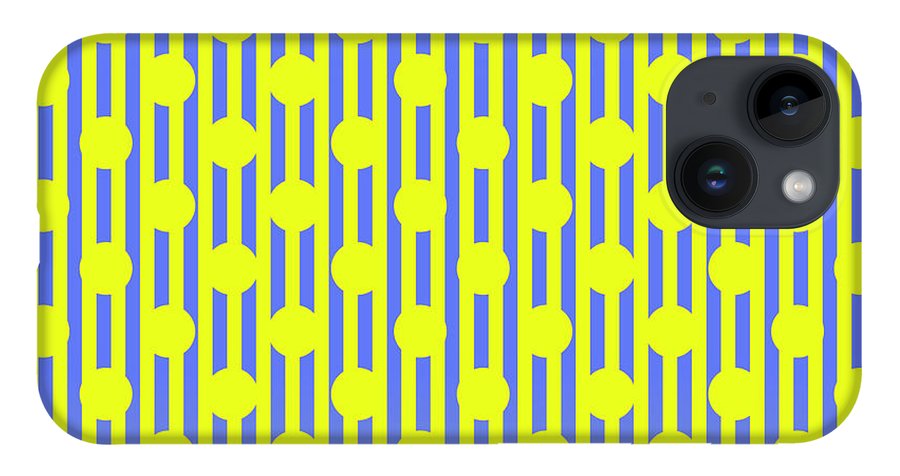 Blue Yellow Stripes and Dots - Phone Case