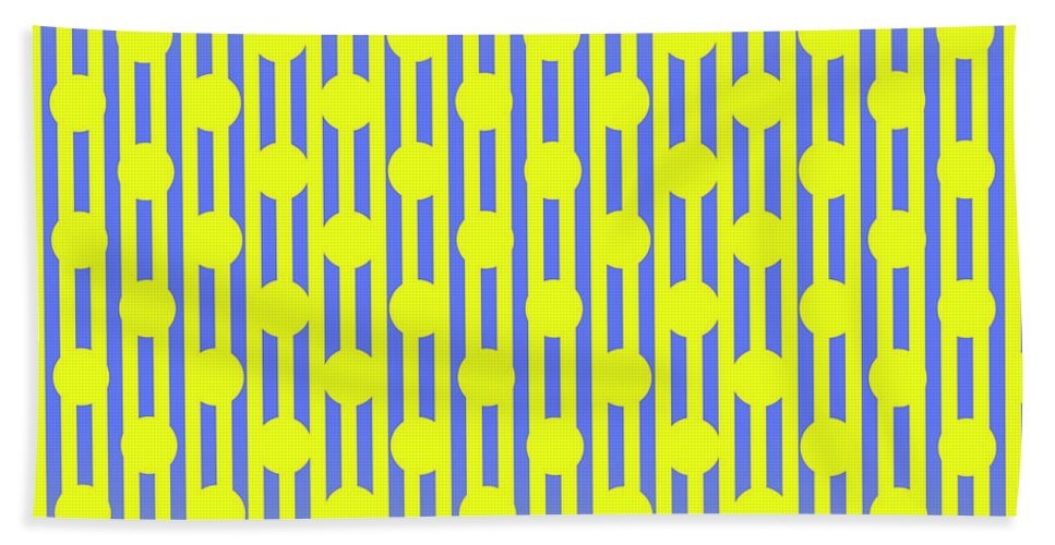 Blue Yellow Stripes and Dots - Bath Towel
