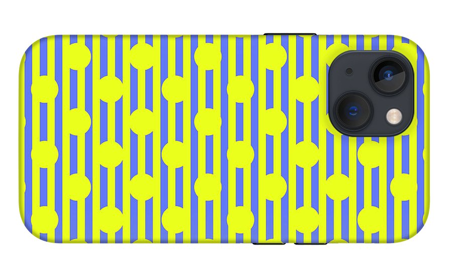 Blue Yellow Stripes and Dots - Phone Case