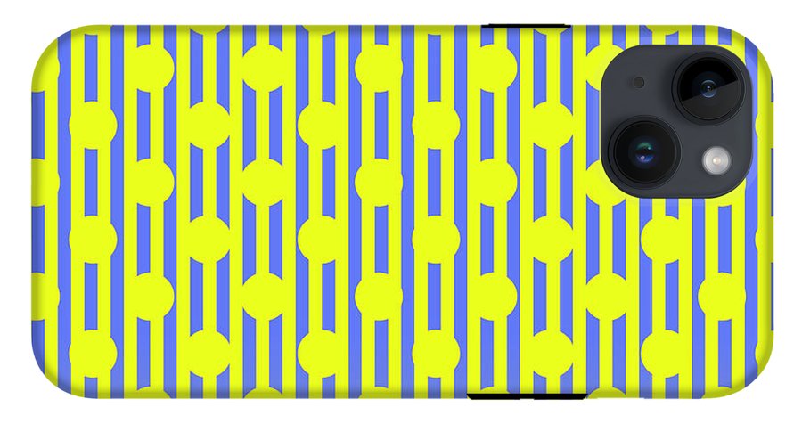 Blue Yellow Stripes and Dots - Phone Case