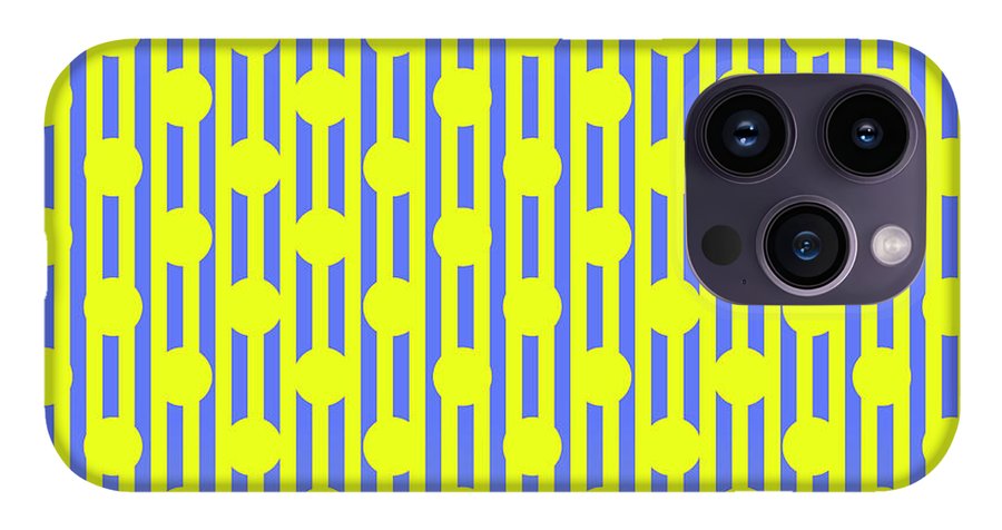 Blue Yellow Stripes and Dots - Phone Case