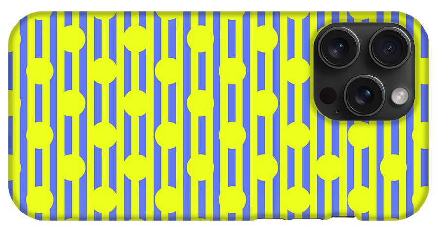 Blue Yellow Stripes and Dots - Phone Case