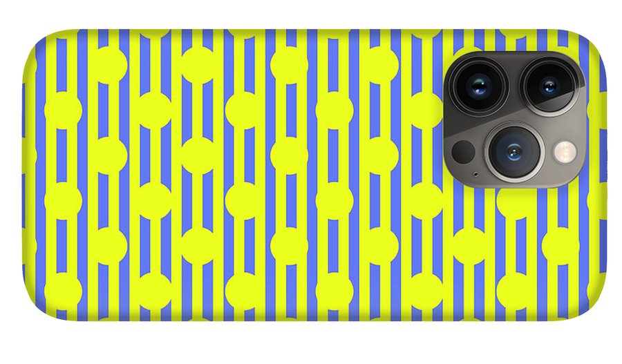 Blue Yellow Stripes and Dots - Phone Case