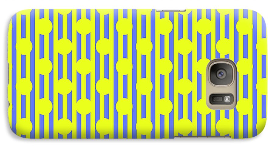 Blue Yellow Stripes and Dots - Phone Case