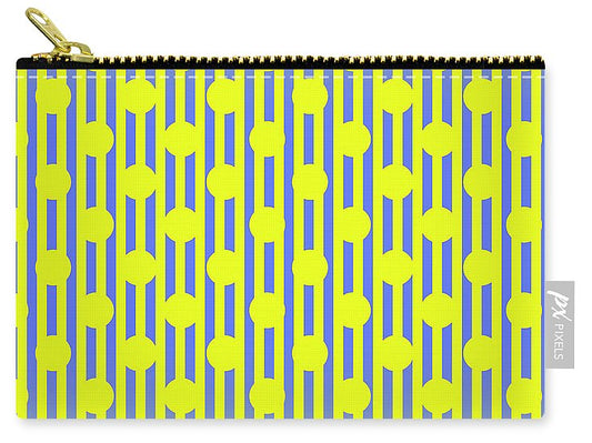 Blue Yellow Stripes and Dots - Carry-All Pouch