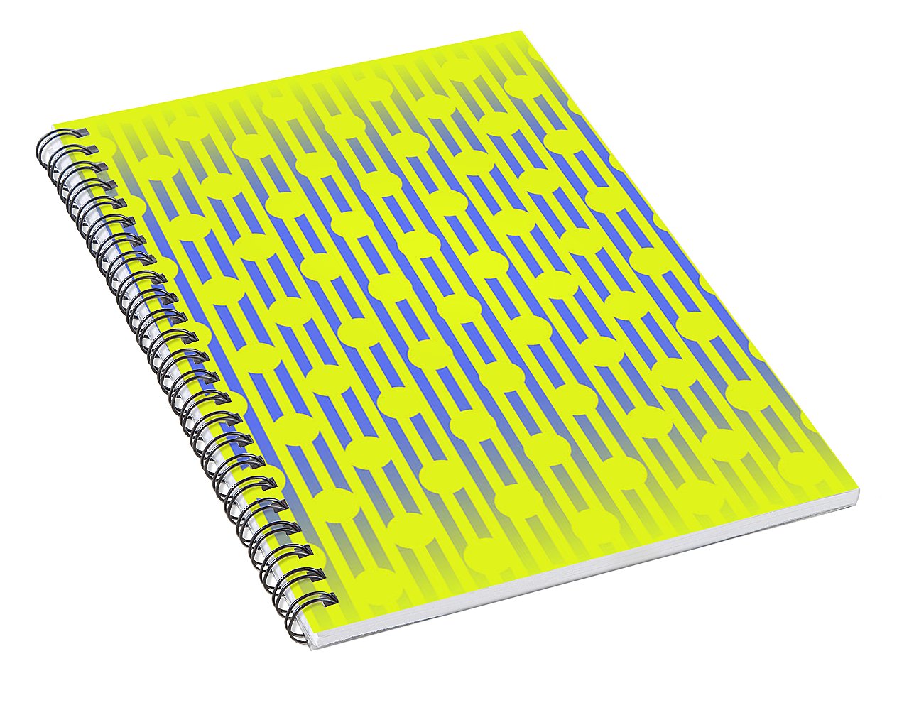Blue Yellow Stripes and Dots - Spiral Notebook