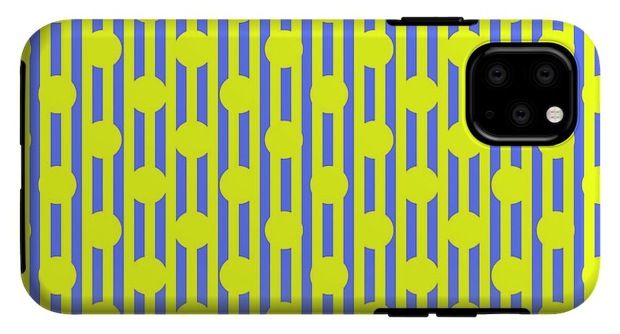 Blue Yellow Stripes and Dots - Phone Case
