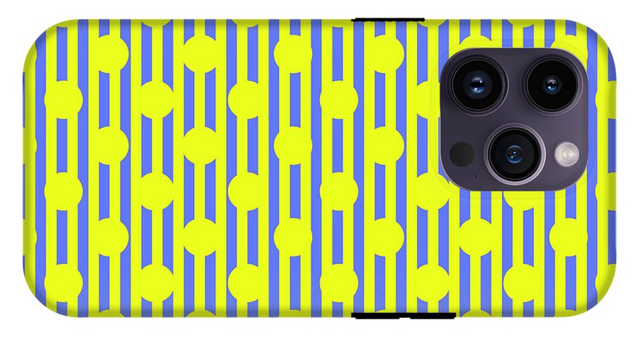 Blue Yellow Stripes and Dots - Phone Case