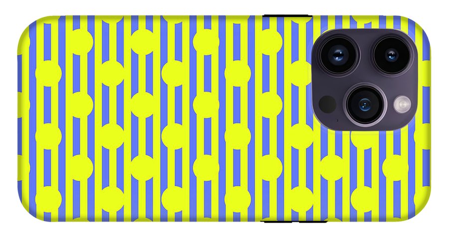 Blue Yellow Stripes and Dots - Phone Case