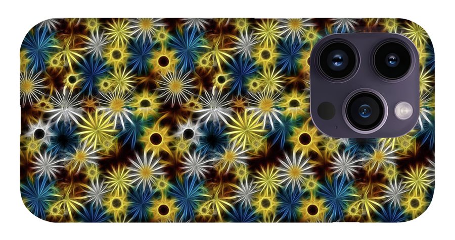 Blue Yellow White Daisies on Brown - Phone Case