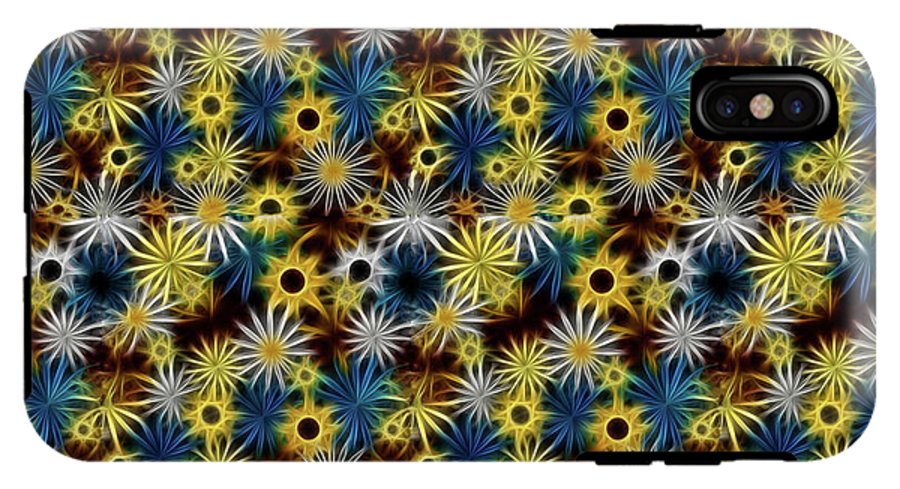Blue Yellow White Daisies on Brown - Phone Case