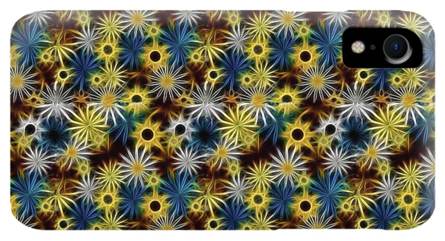 Blue Yellow White Daisies on Brown - Phone Case