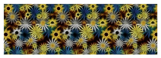 Blue Yellow White Daisies on Brown - Yoga Mat