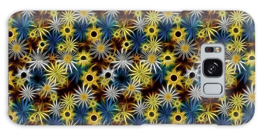 Blue Yellow White Daisies on Brown - Phone Case