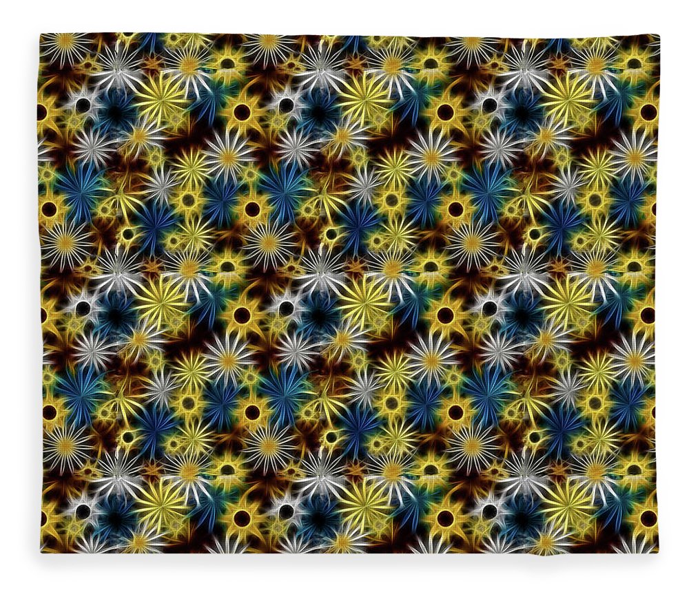 Blue Yellow White Daisies on Brown - Blanket