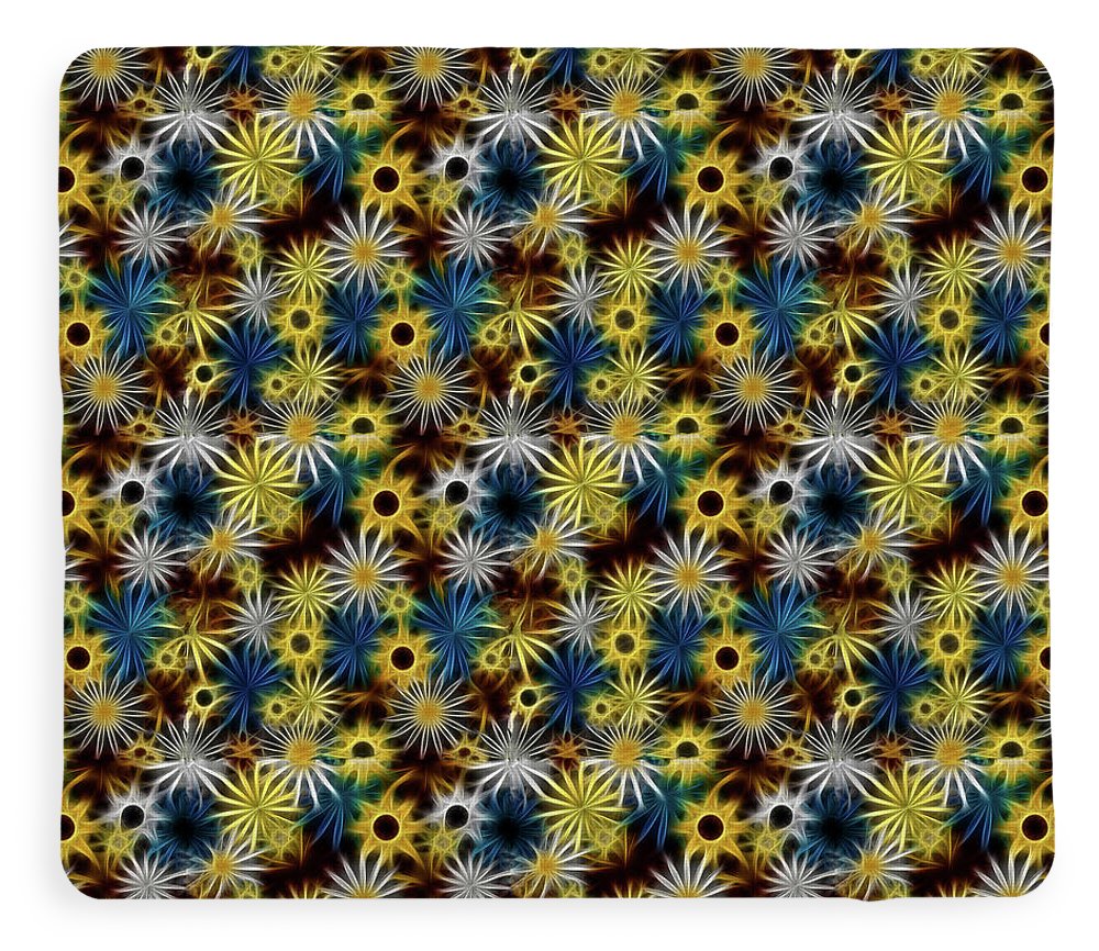 Blue Yellow White Daisies on Brown - Blanket