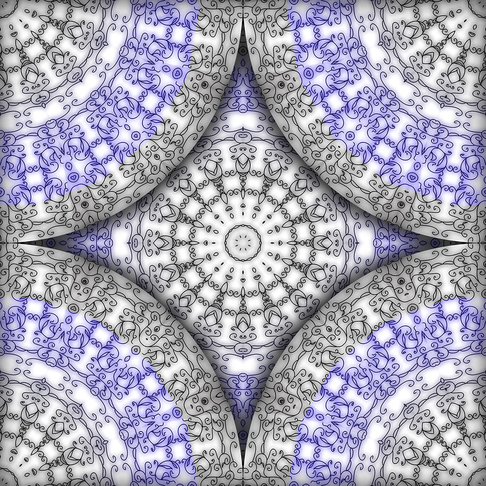 Blue and White Vines Pattern Digital Image Download