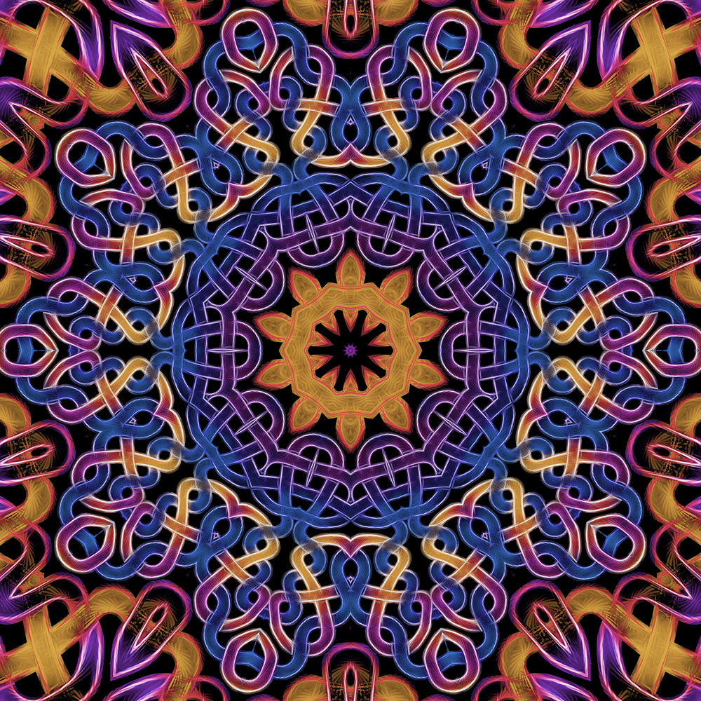 Blue Gold Celtic Kaleidoscope Digital Image Download