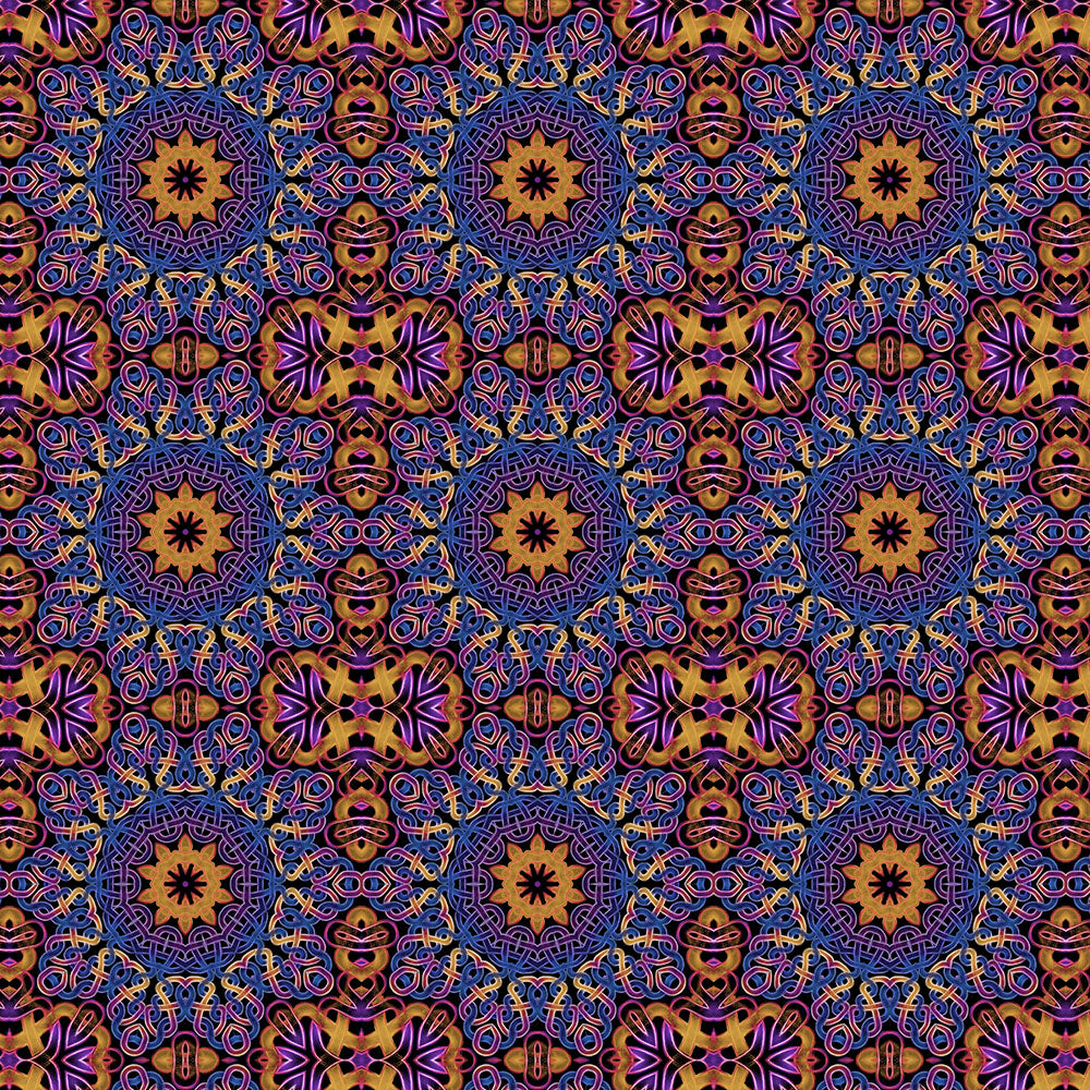 Blue Gold Celtic Kaleidoscope Digital Image Download