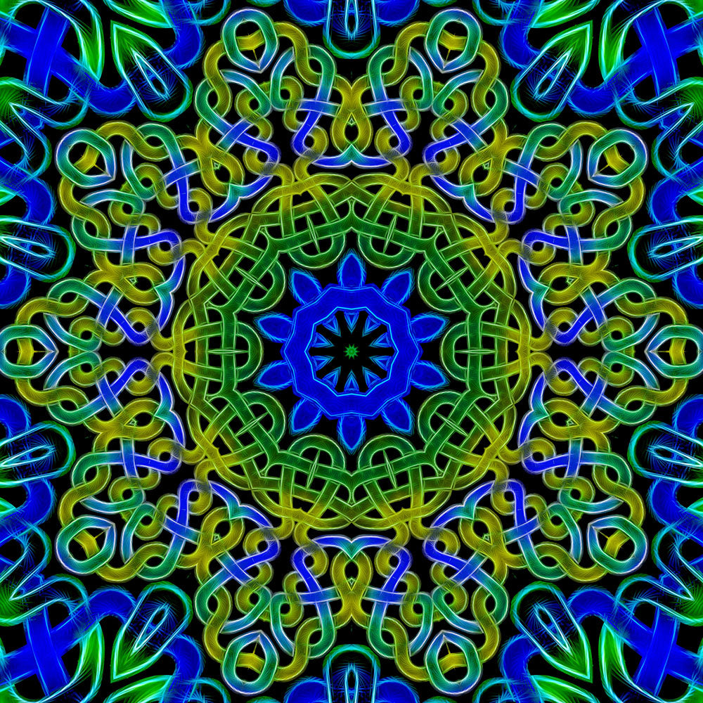 Blue Green Celtic Kaleidoscope Digital Image Download