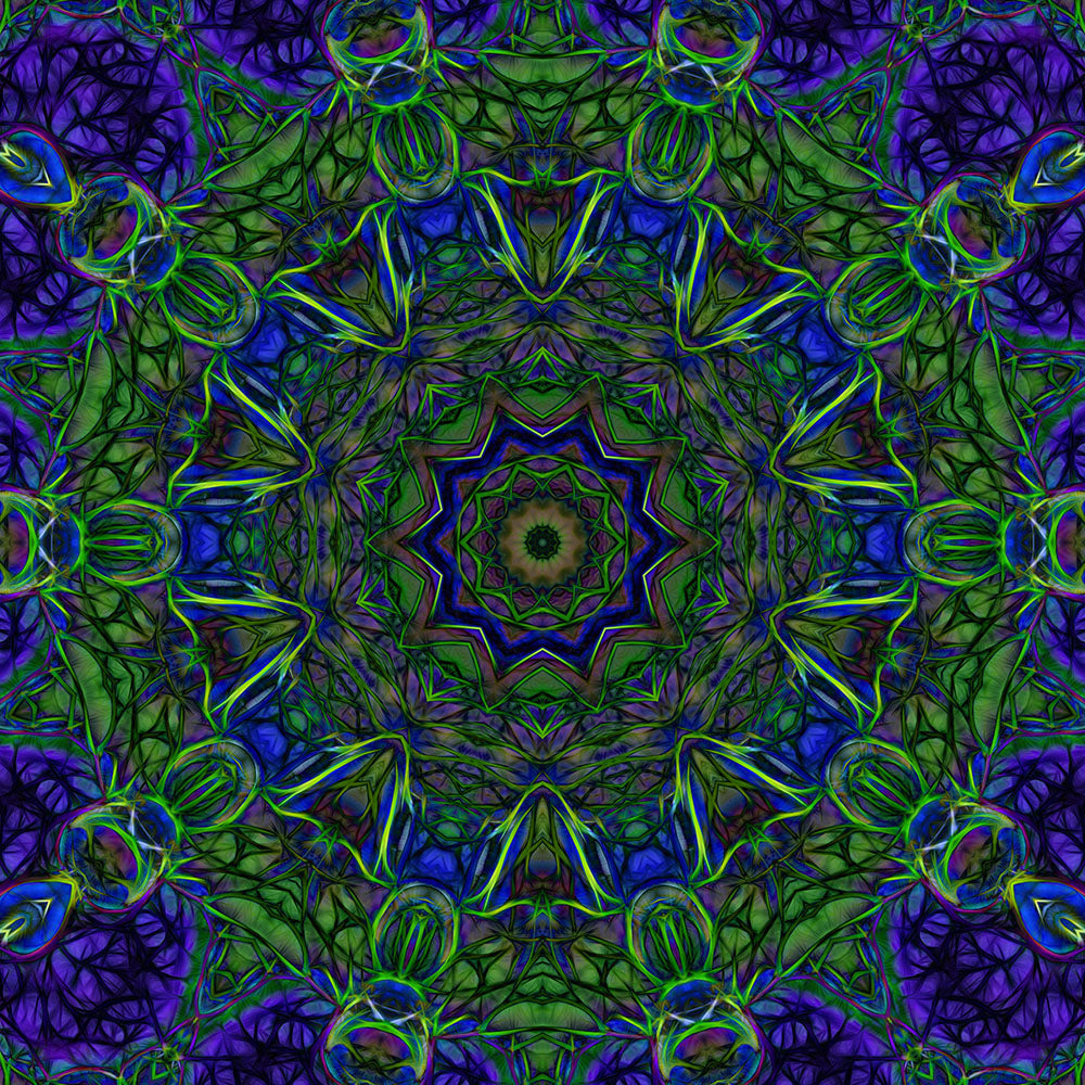 Blue Green Ribbon Kaleidoscope Digital Image Download