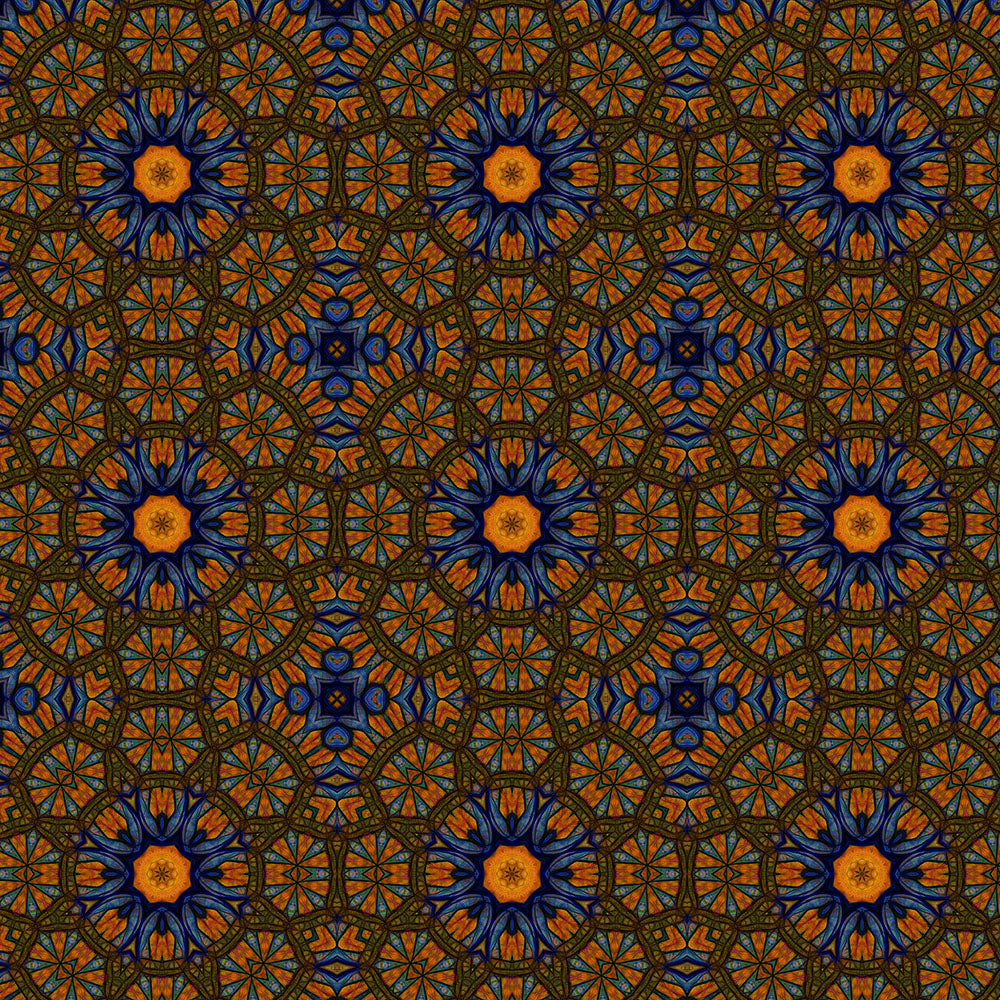 Blue and Yellow Sketch Kaleidoscope Digital Image Download