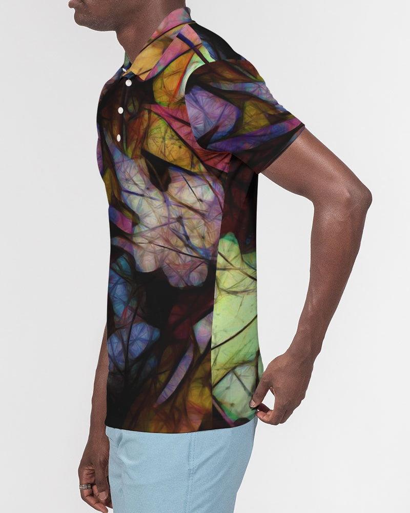 Fall Leaves Abstract Men's Slim Fit Short Sleeve Polo