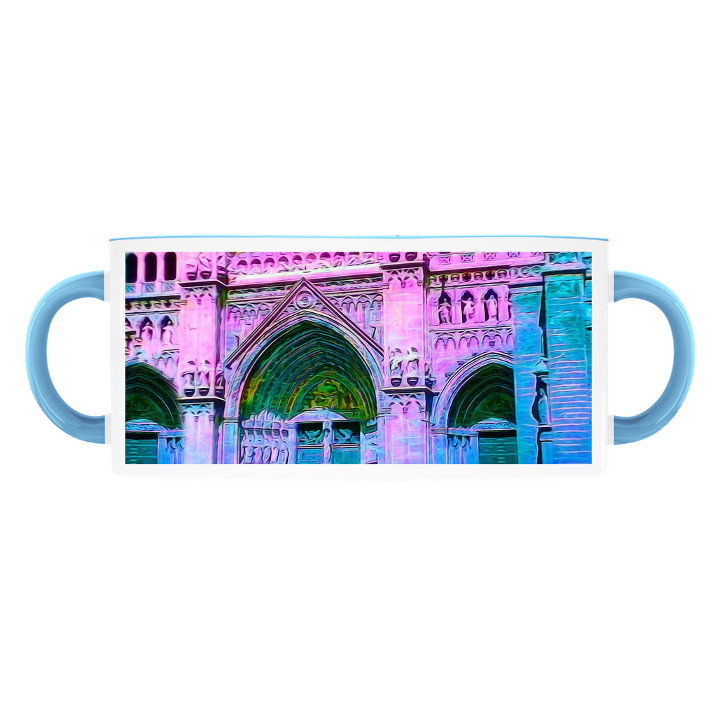 Blue and Pink Cathedral Doors Accent Mugs