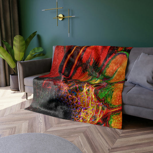 Orange Daisy Crushed Velvet Blanket