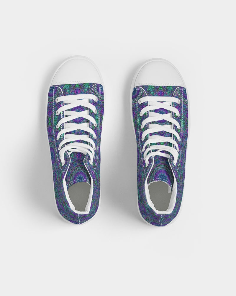 Blue Green Purple Kaleidoscope Women's Hightop Canvas Shoe