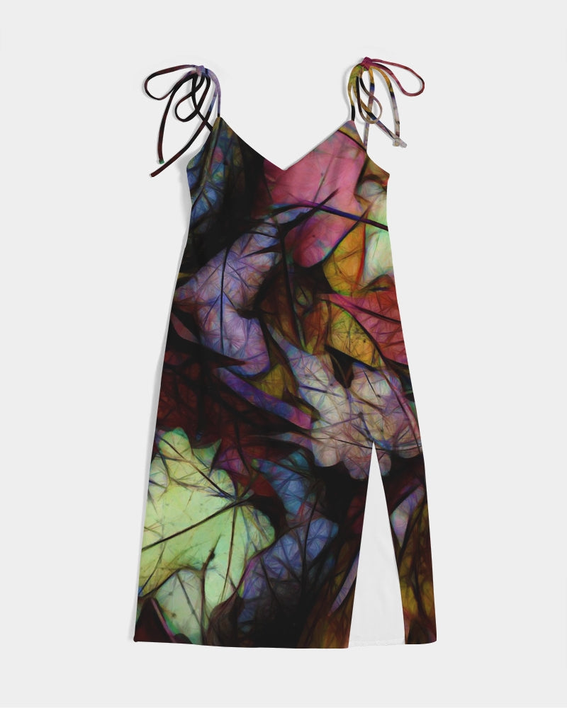 Fall Leaves Abstract Women's Tie Strap Split Dress
