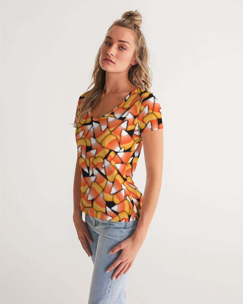 Candy Corn Pattern Women's V-Neck Tee