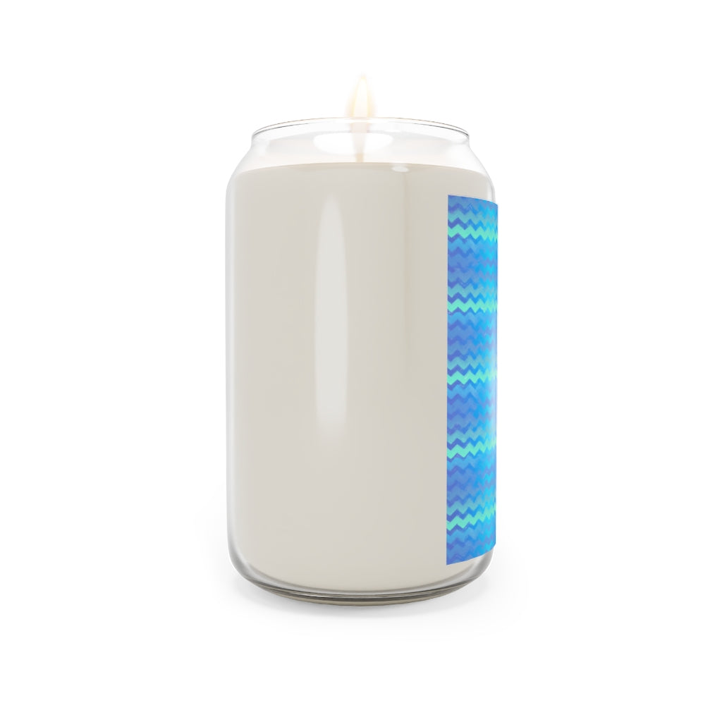 Blue Green Mermaid Stripe Chevrons Aromatherapy Candle, 13.75oz