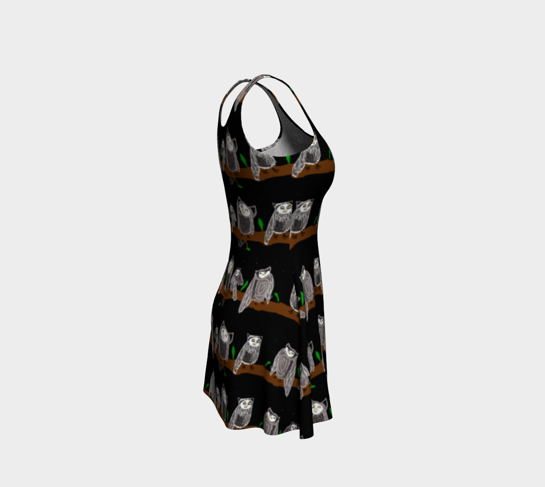 Cute Owls Pattern Flare Dress