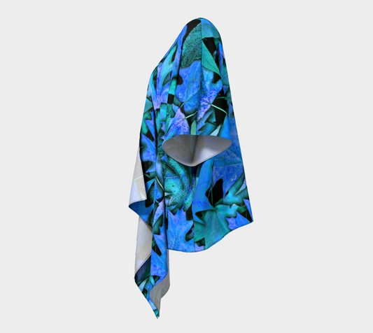 Blue Fall leaves Draped Kimono