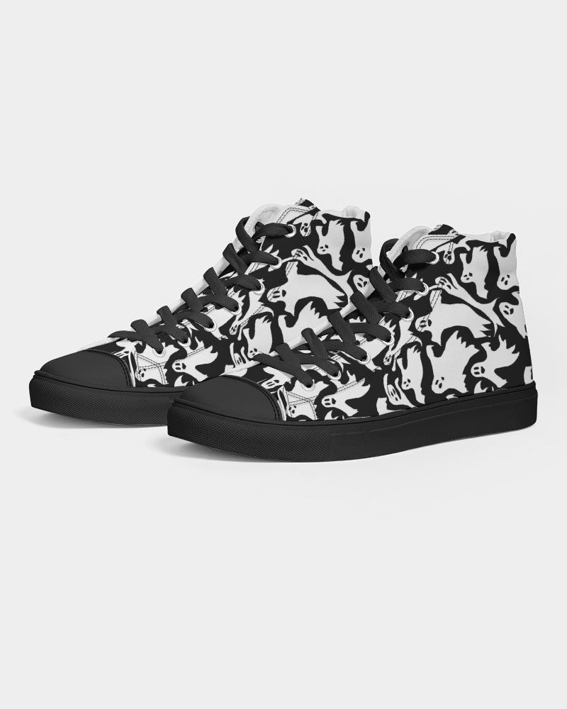 Ghosts Pattern Women's Hightop Canvas Shoe - Black