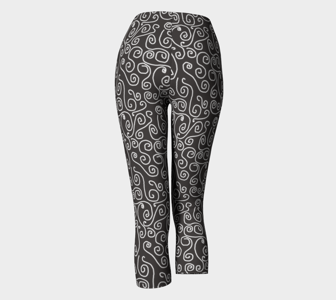 White Swirls On Gray Capris