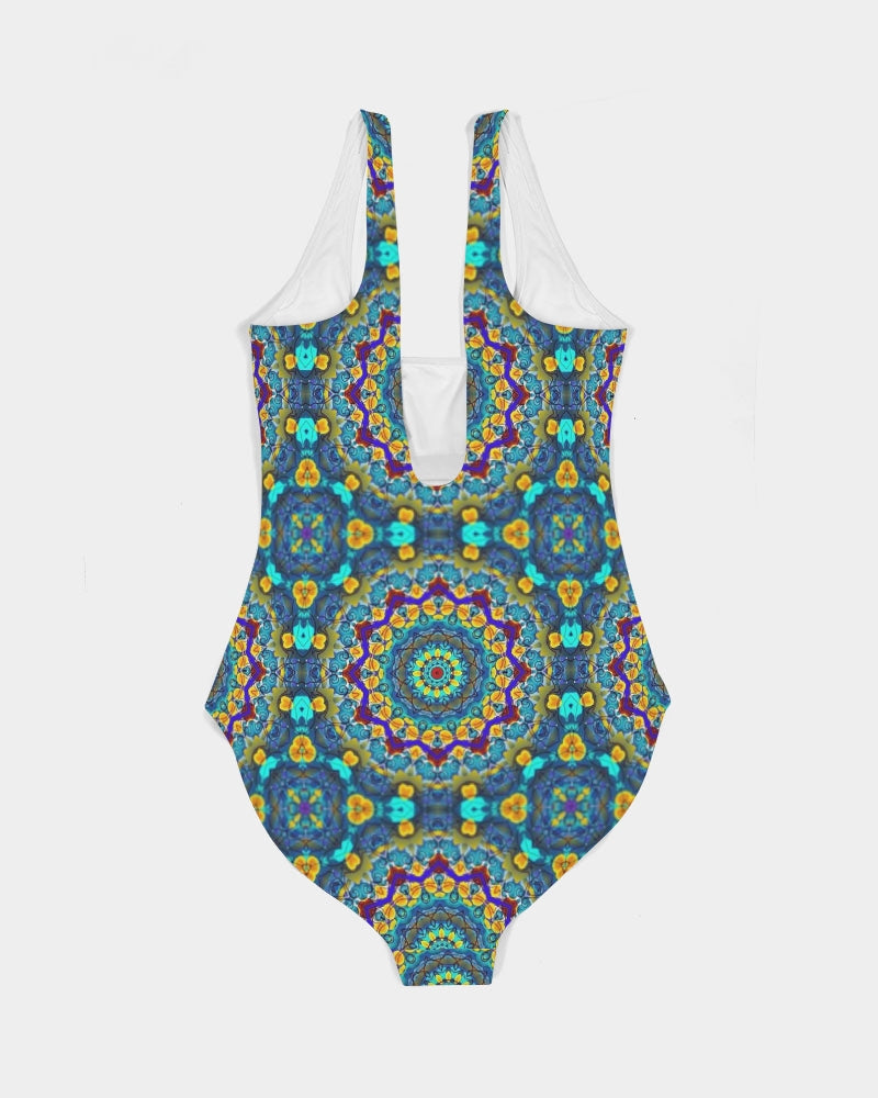 Blue Green Blur Kaleidoscope Women's One-Piece Swimsuit