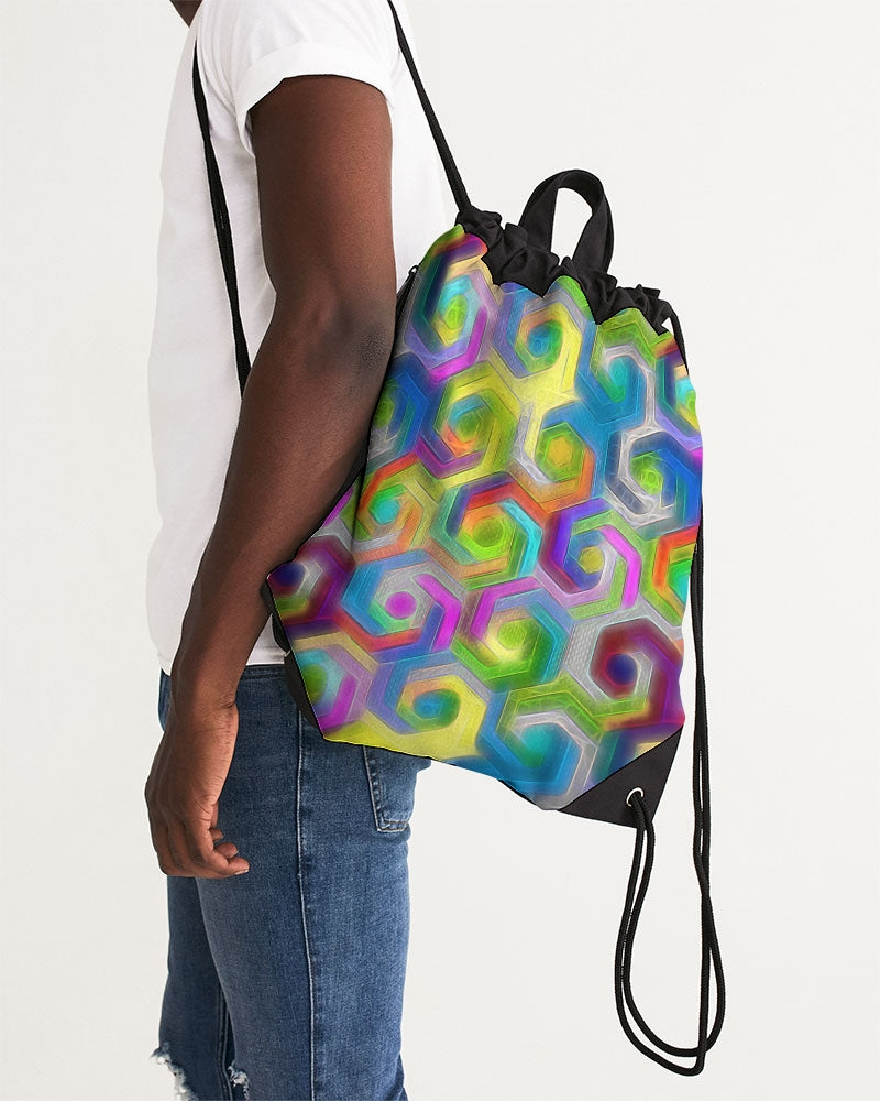 Colorful Hexagons Canvas Drawstring Bag
