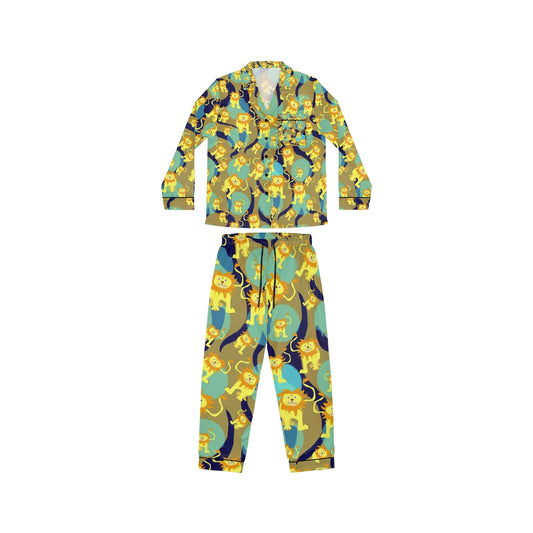 Lion Pattern Women's Satin Pajamas (AOP)