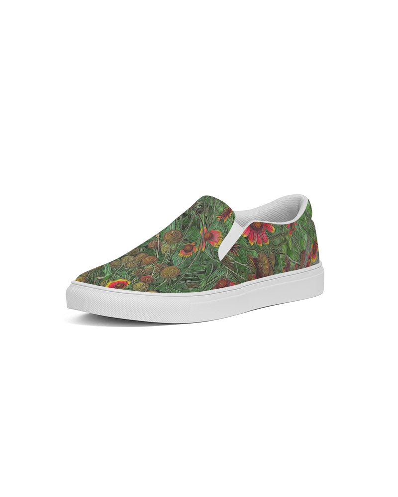 Orange Flower Garden Women's Slip-On Canvas Shoe