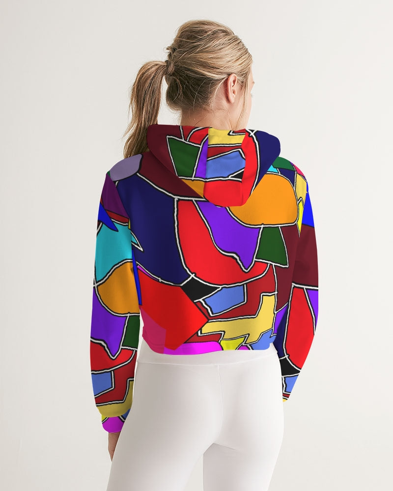 Crazy Color Abstract Women's Cropped Hoodie