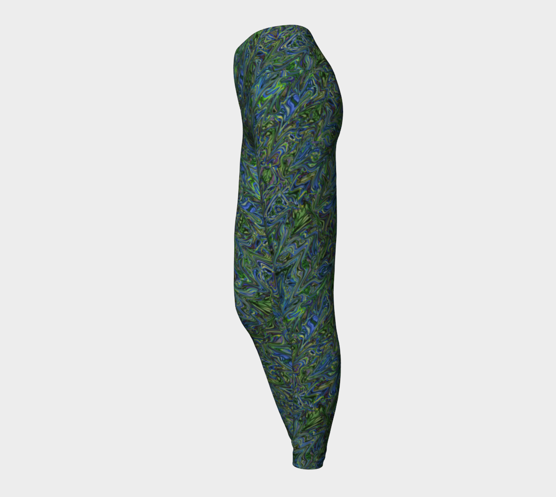 Blue Green Liquid Swirl Yoga Leggings
