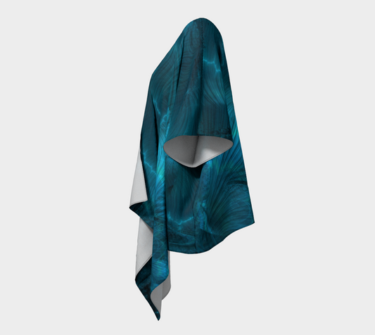 Blue Metallic Fractal Draped Kimono
