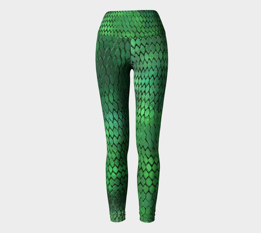Green Dragon Scales Yoga Leggings