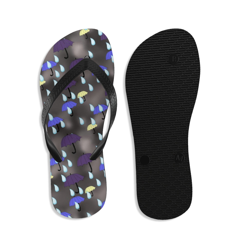 Rain and Umbrellas Pattern Unisex Flip-Flops
