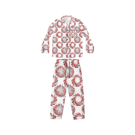 Peppermint Candy Dots Women's Satin Pajamas (AOP)