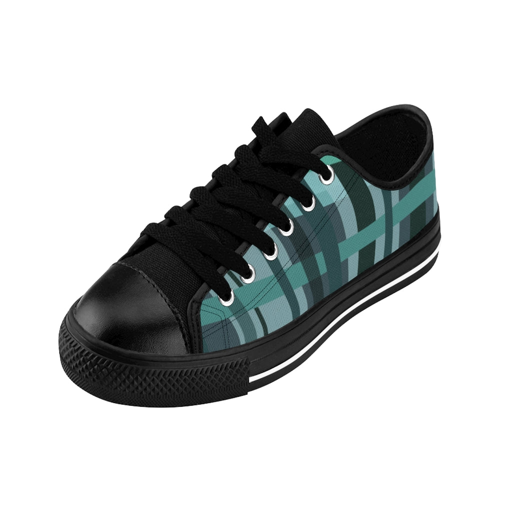 Blue Green Plaid Women's Sneakers