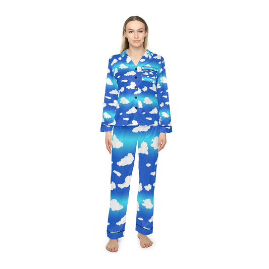 Clouds Pattern Women's Satin Pajamas (AOP)